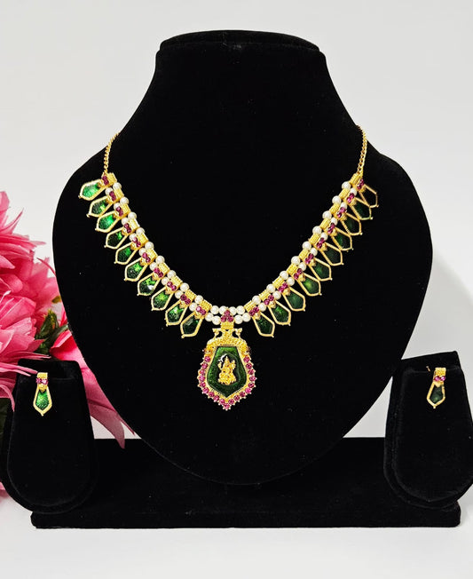 Divine Elegance Green Palakka Mala Set