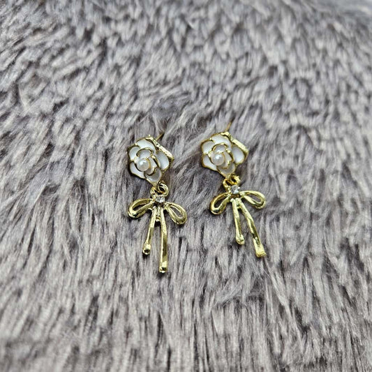 Floral Bow Drop Earrings