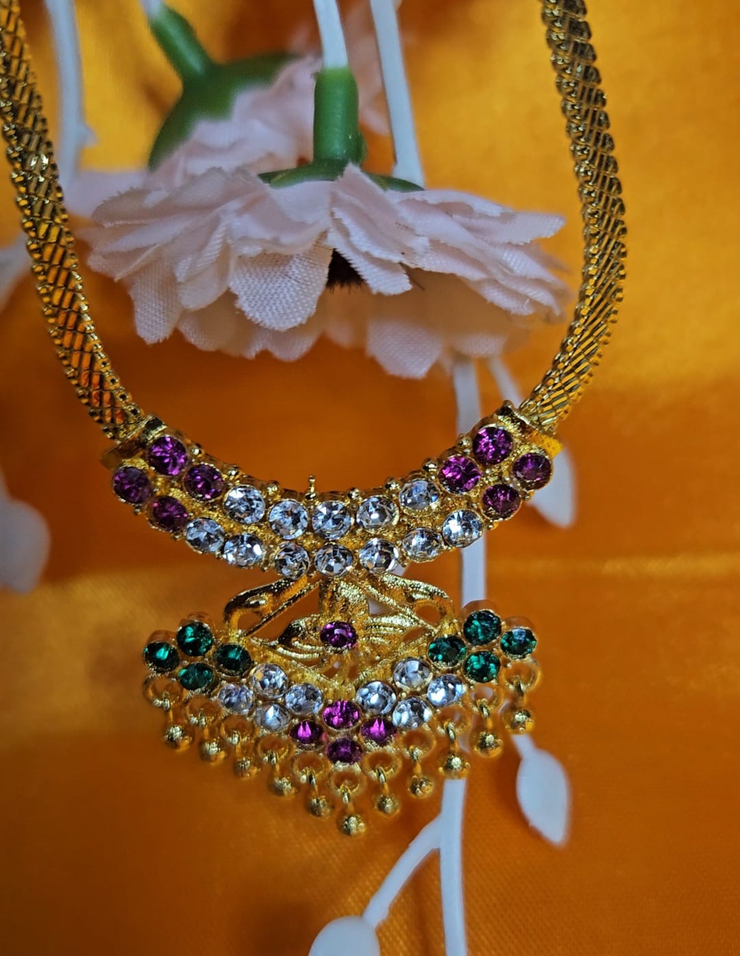 Royal Multicolor Stone Gold-Toned Pendant Necklace