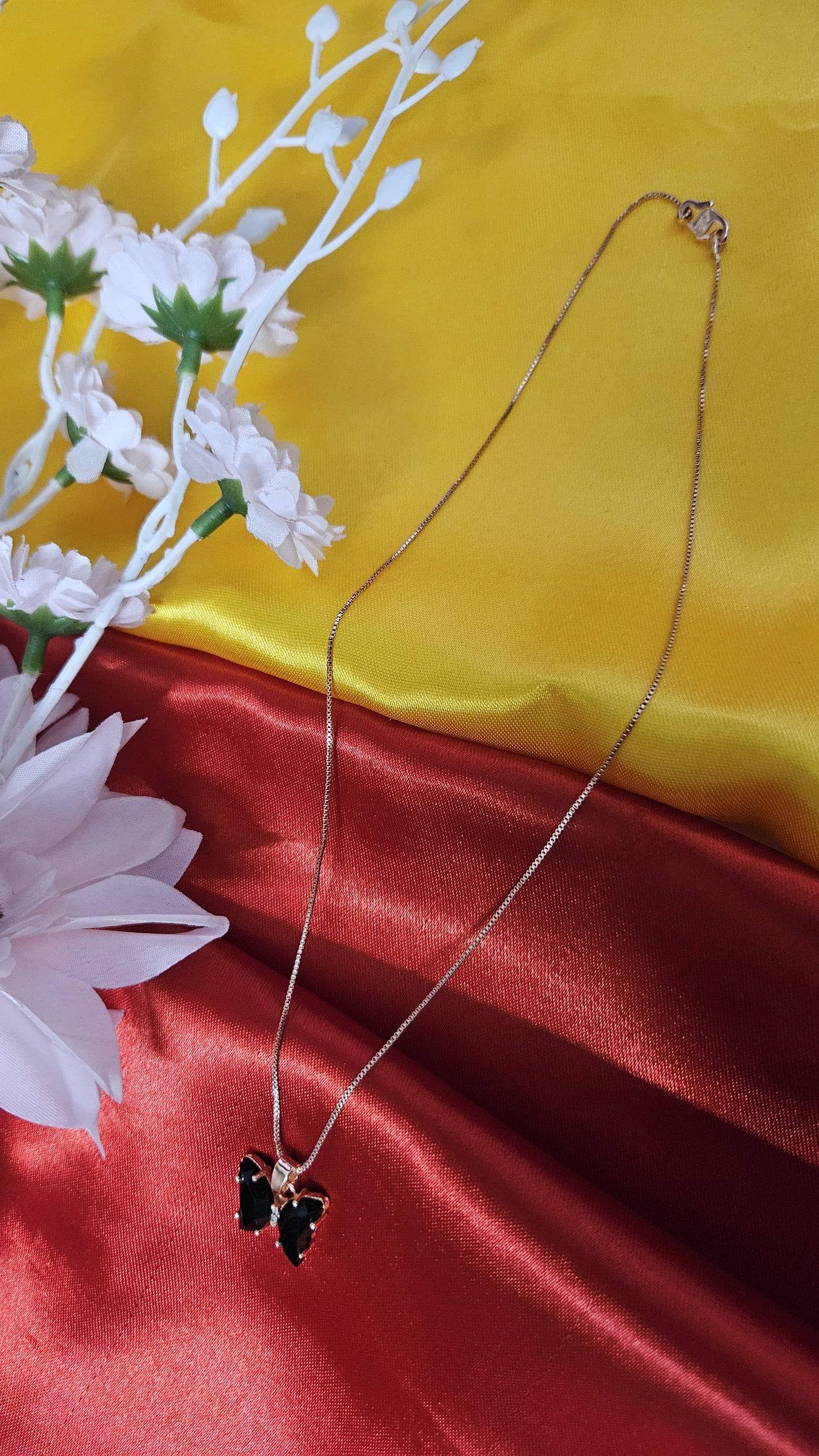 Elegant Black Butterfly Pendant with Chain (Stainless Steel)