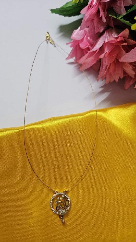 Peacock Pendant Invisible Chain Necklace | Elegant Imitation Jewellery