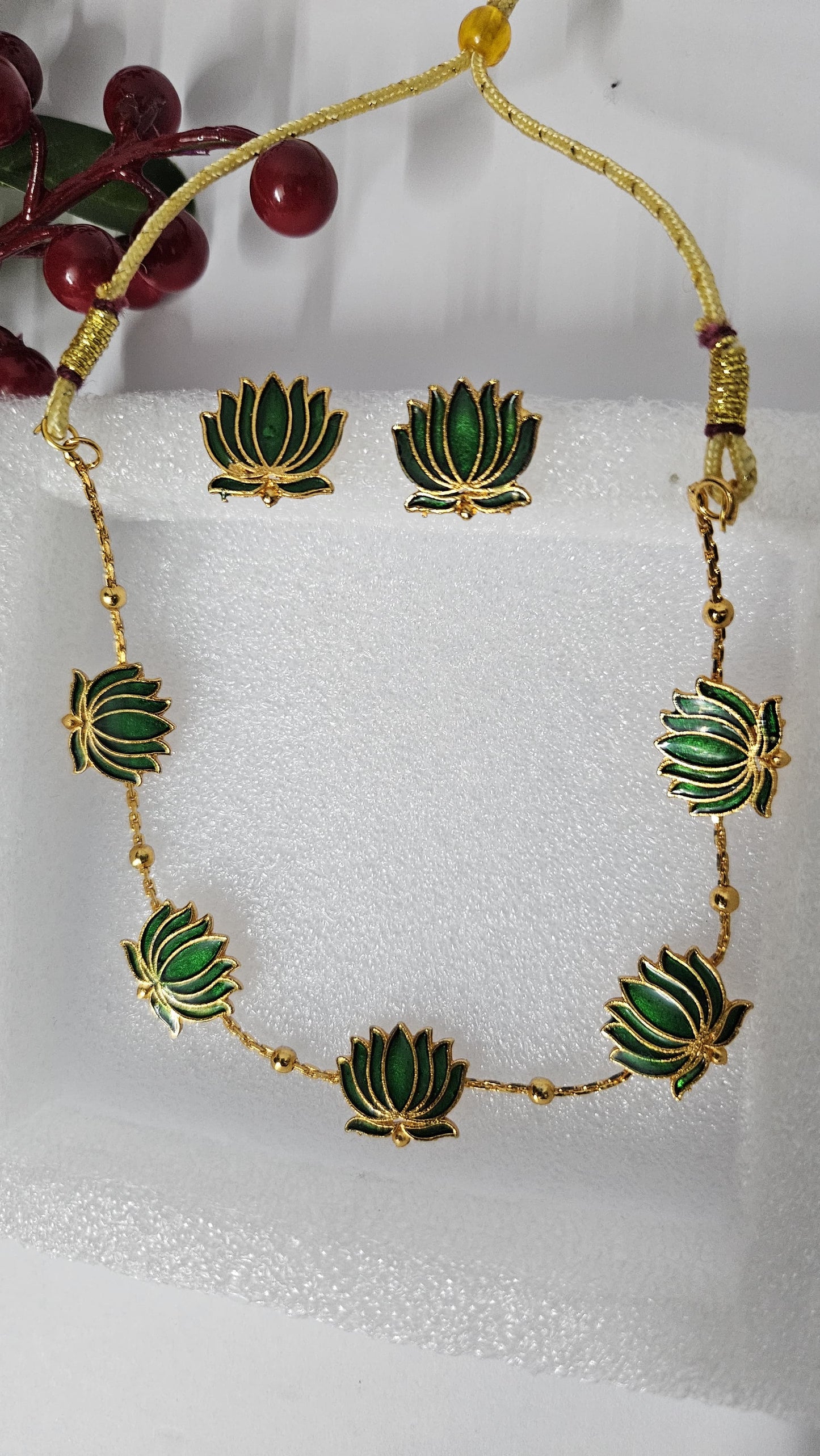 Lotus Mala Jewelry Set – Available in Red, Black, Blue,Pink,Green & Purple