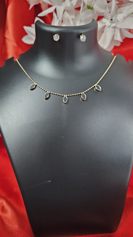 Gold Plated Choker Necklace with stead - Black