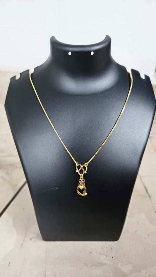 Elegant Gold-Plated Necklace with Palakka Pendant