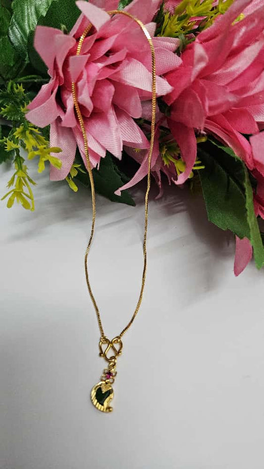 Elegant Gold-Plated Necklace with Palakka Pendant