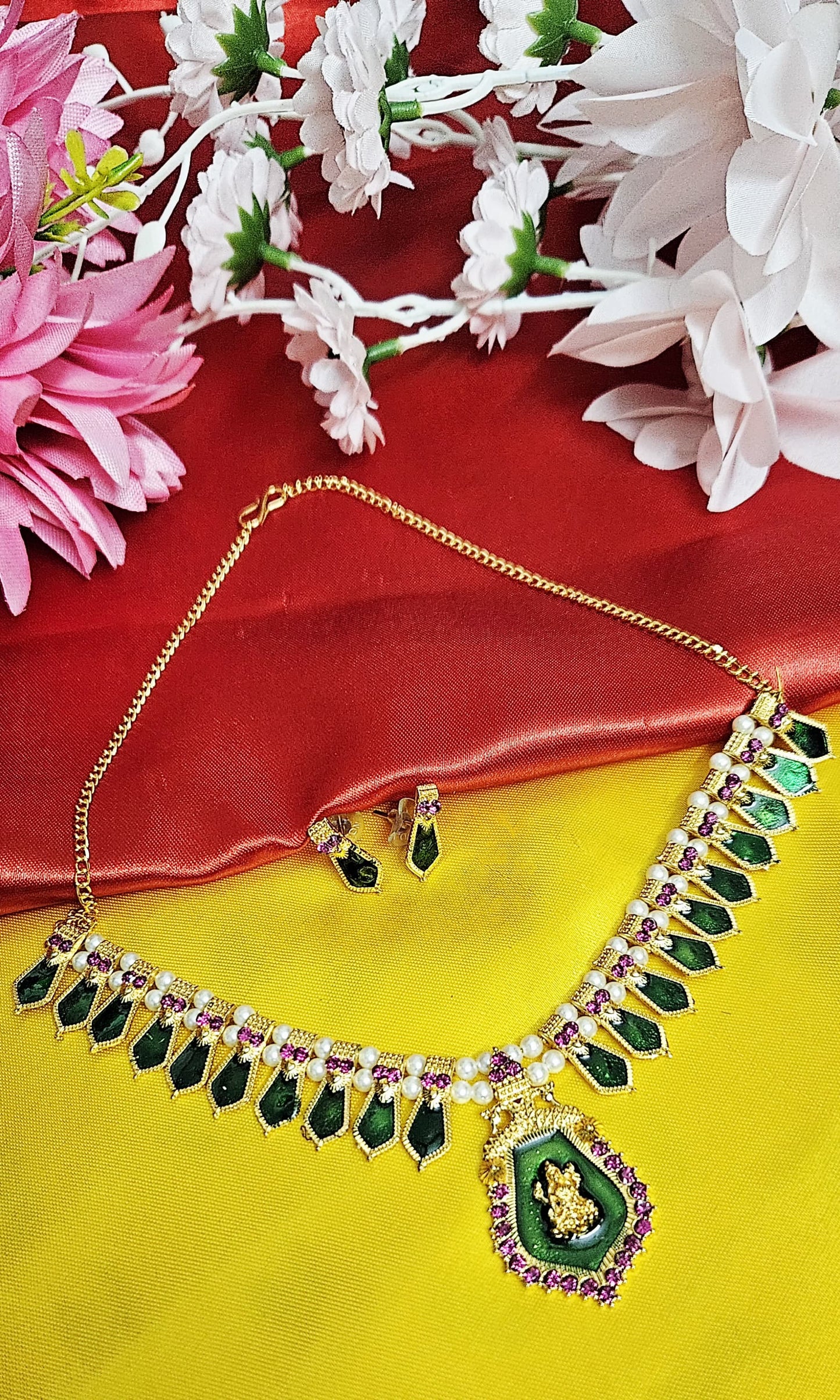 Divine Elegance Green Palakka Mala Set