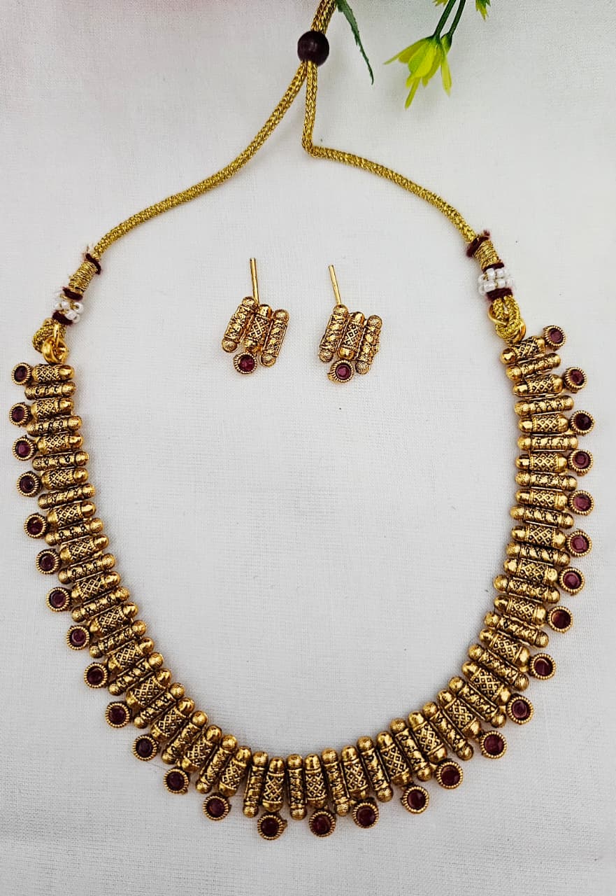Traditional Necklace Set with Matching Earrings – Multiple Color Variants