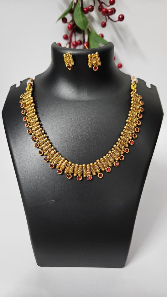Traditional Necklace Set with Matching Earrings – Multiple Color Variants