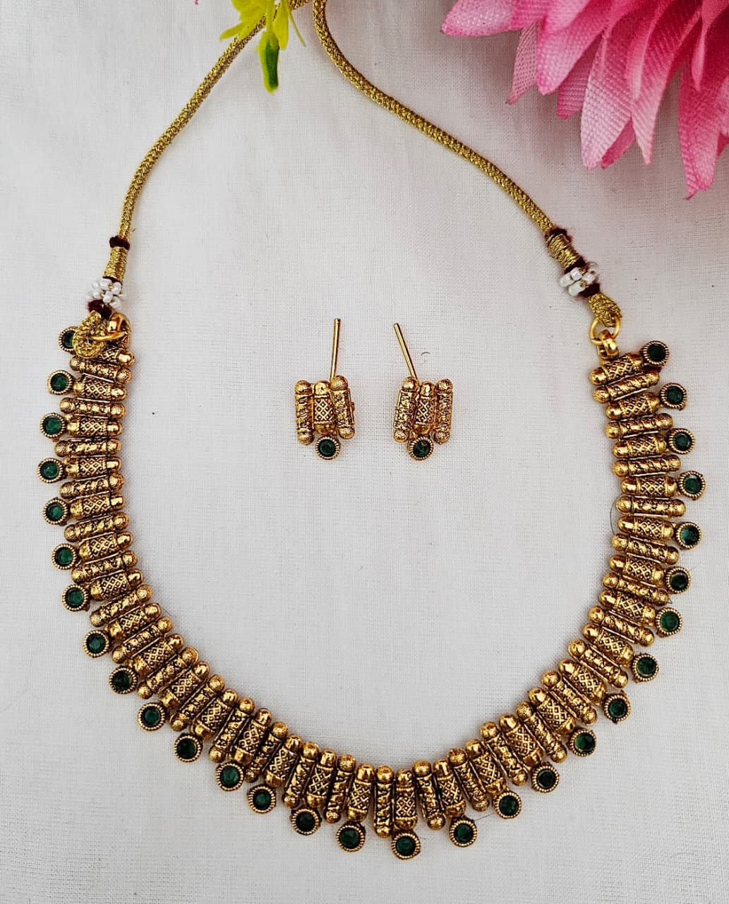 Traditional Necklace Set with Matching Earrings – Multiple Color Variants