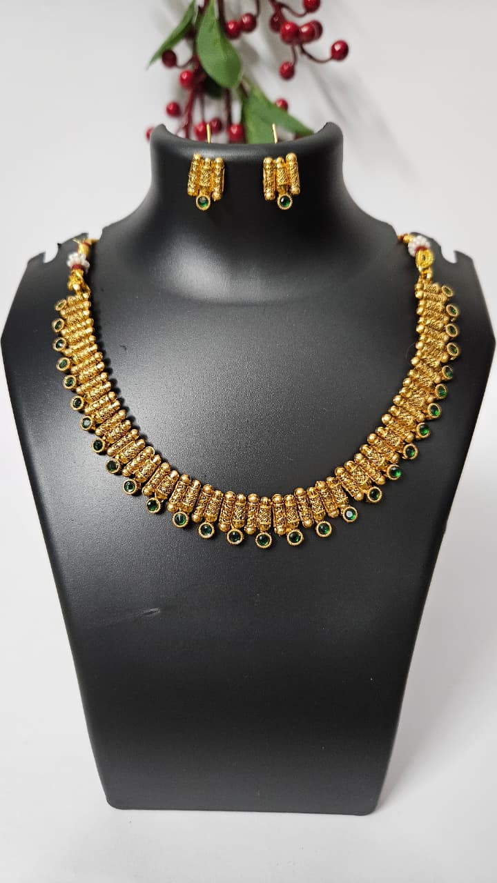Traditional Necklace Set with Matching Earrings – Multiple Color Variants