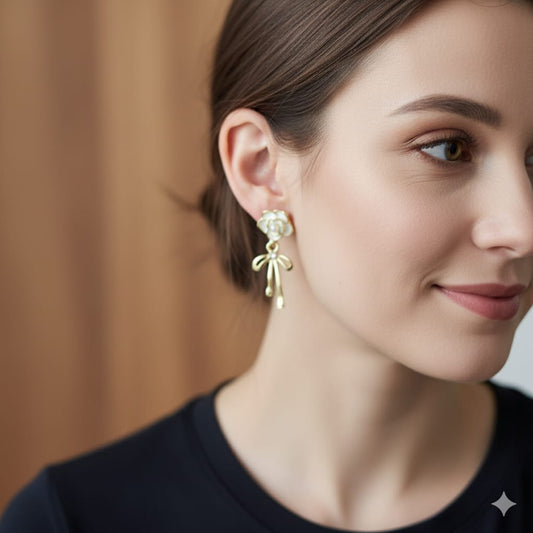 Floral Bow Drop Earrings