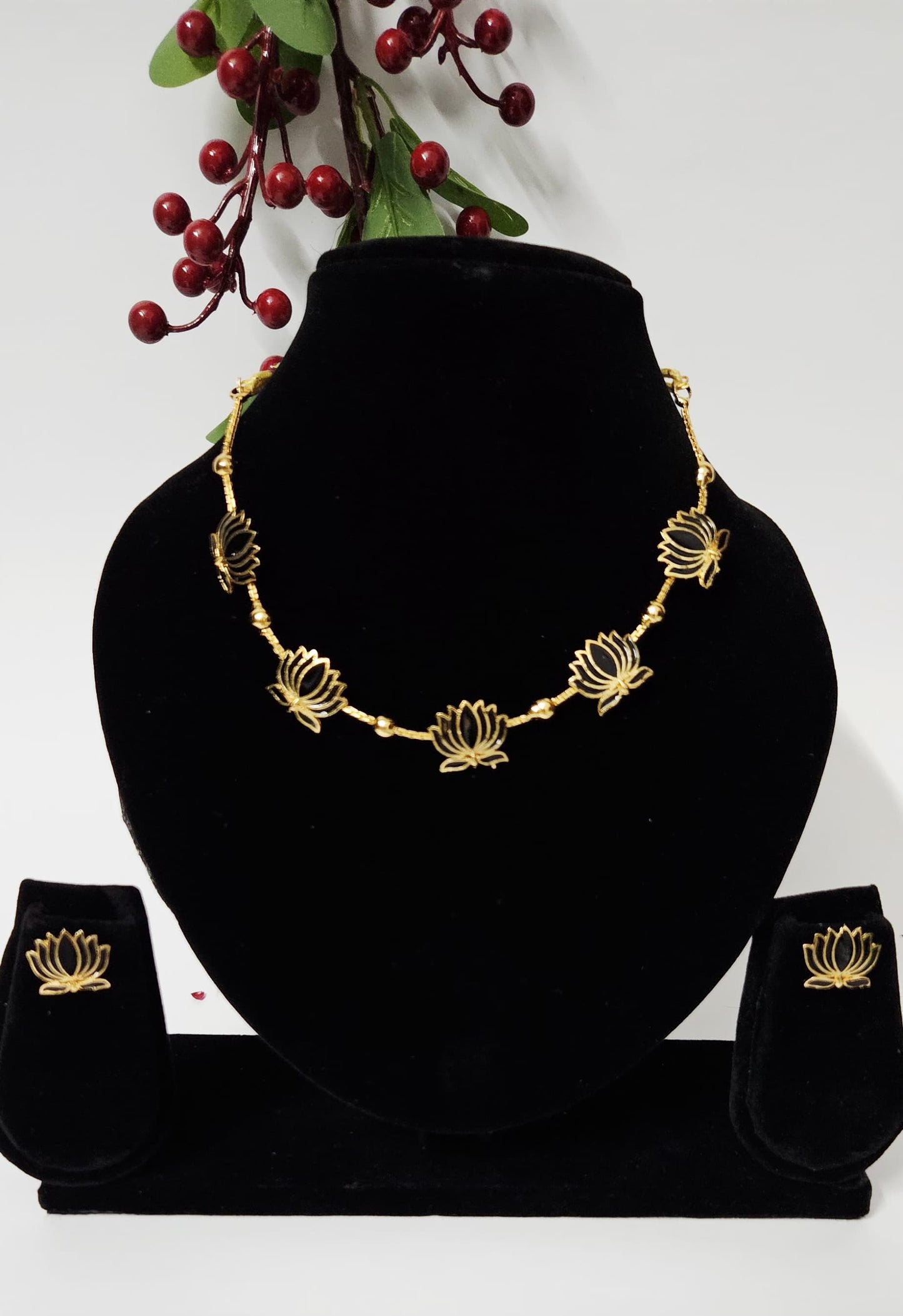 Lotus Mala Jewelry Set – Available in Red, Black, Blue,Pink,Green & Purple