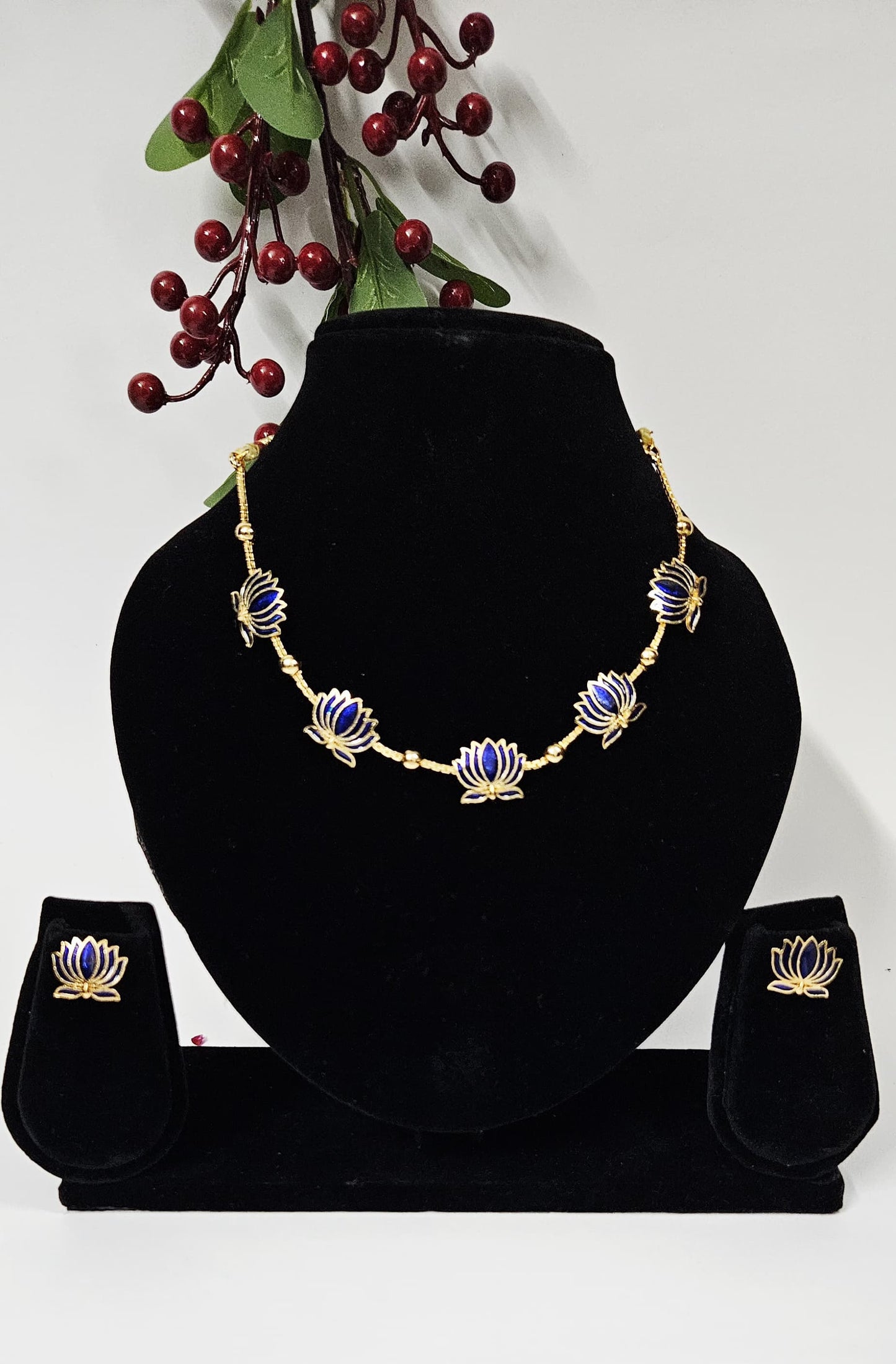 Lotus Mala Jewelry Set – Available in Red, Black, Blue,Pink,Green & Purple