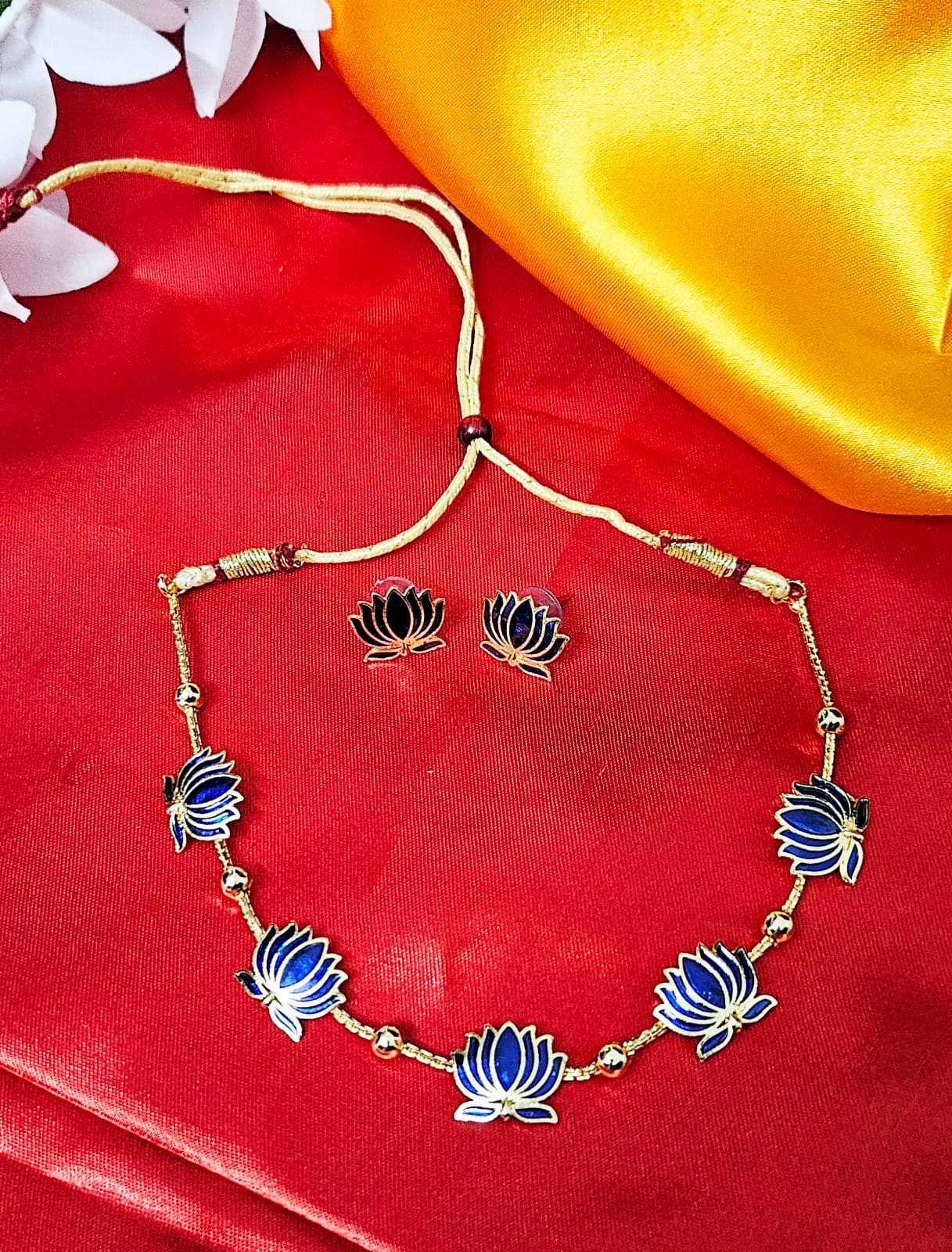 Lotus Mala Jewelry Set – Available in Red, Black, Blue,Pink,Green & Purple