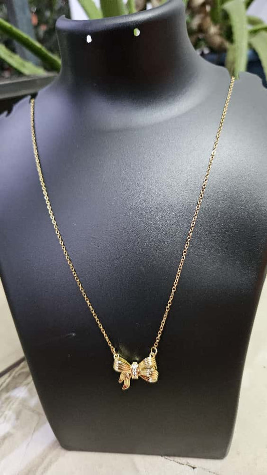 Elegant Anti-Tarnish Bow Pendant Necklace